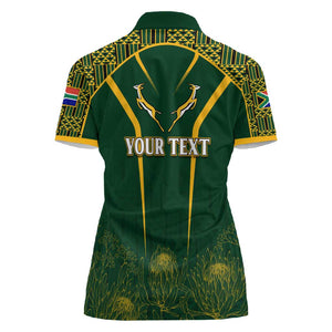 Personalised South African Heritage Day Women Polo Shirt Kente Ethnic Patterns Mix Springboks