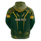 Personalised South African Heritage Day Zip Hoodie Kente Ethnic Patterns Mix Springboks