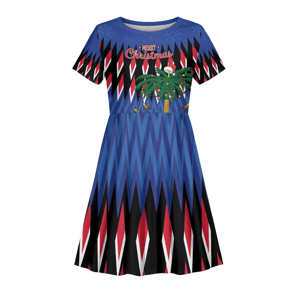 Haiti Afro Christmas Personalized Kid Short Sleeve Dress Festive Vibes