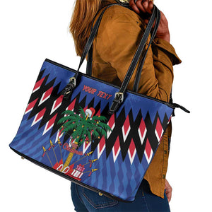 Haiti Afro Christmas Personalized Leather Tote Bag Festive Vibes