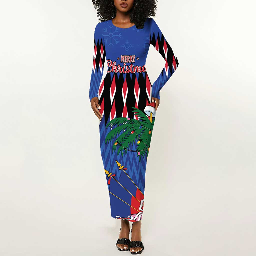 Haiti Afro Christmas Personalized Long Sleeve Bodycon Dress Festive Vibes