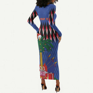 Haiti Afro Christmas Personalized Long Sleeve Bodycon Dress Festive Vibes