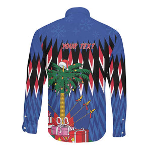 Haiti Afro Christmas Personalized Long Sleeve Button Shirt Festive Vibes