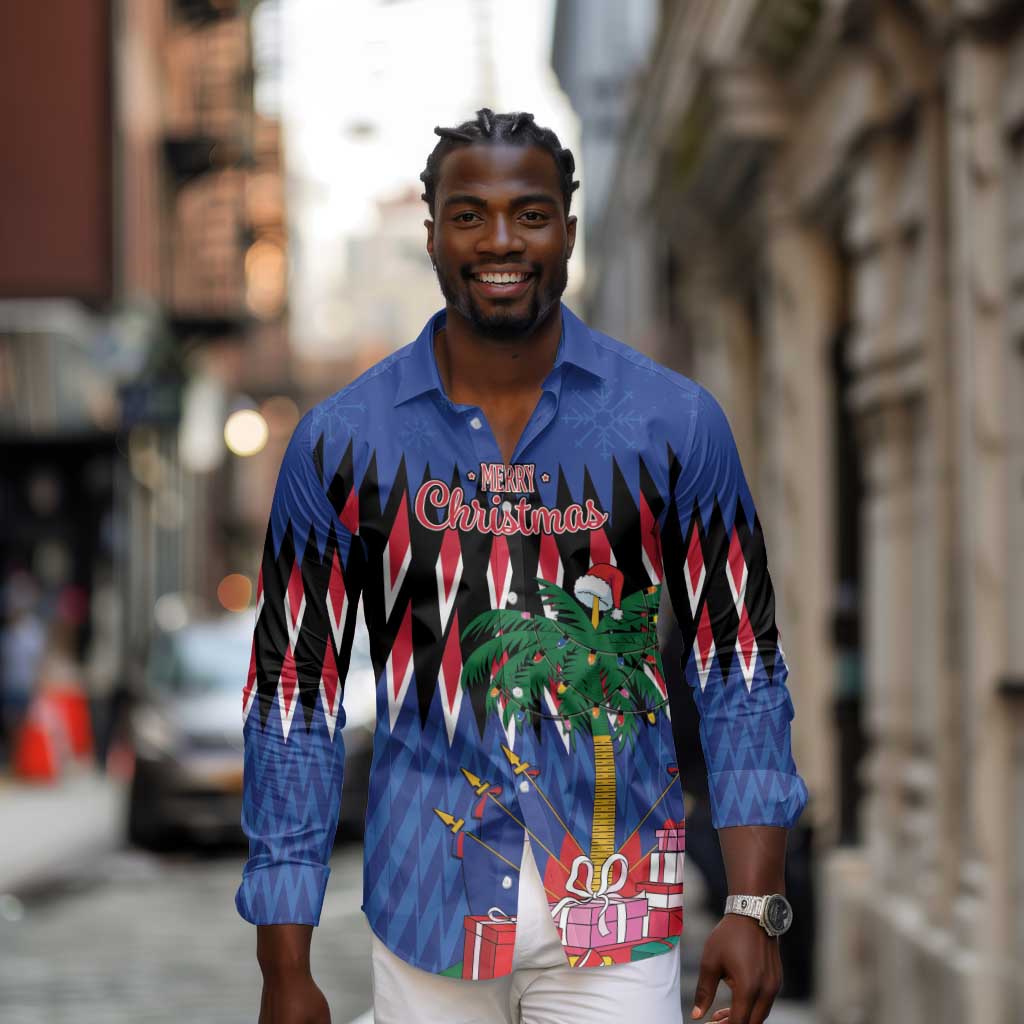 Haiti Afro Christmas Personalized Long Sleeve Button Shirt Festive Vibes