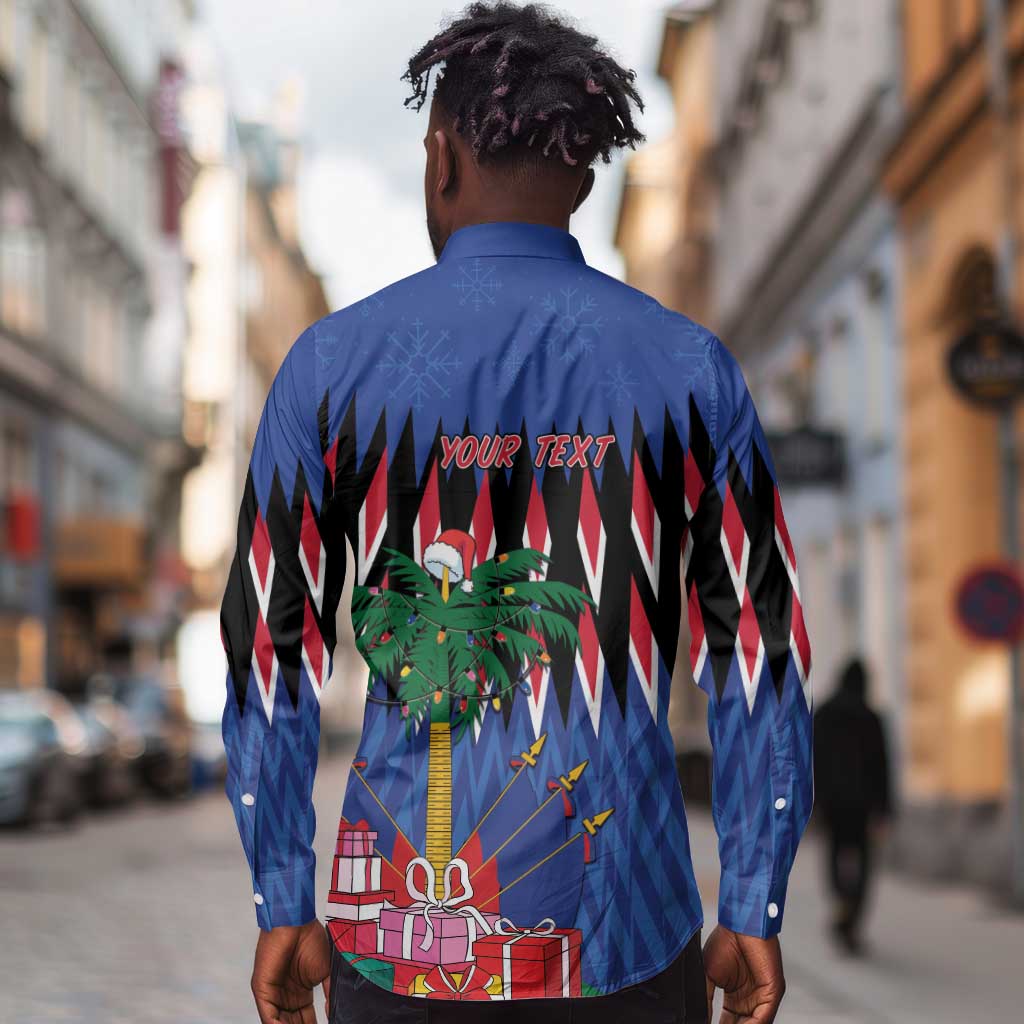 Haiti Afro Christmas Personalized Long Sleeve Button Shirt Festive Vibes