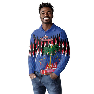 Haiti Afro Christmas Personalized Long Sleeve Polo Shirt Festive Vibes