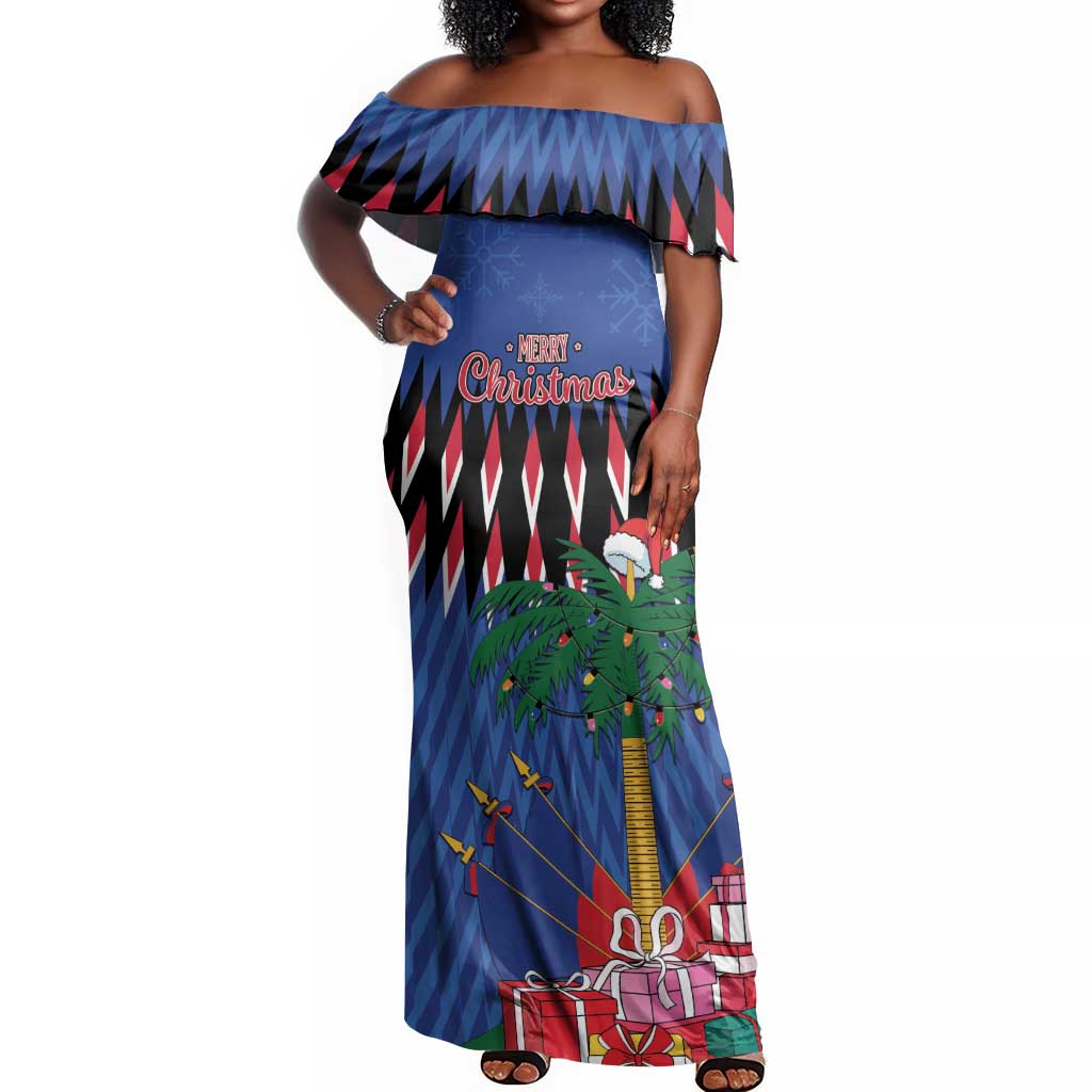 Haiti Afro Christmas Personalized Off Shoulder Maxi Dress Festive Vibes