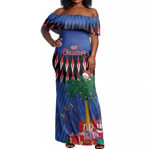 Haiti Afro Christmas Personalized Off Shoulder Maxi Dress Festive Vibes