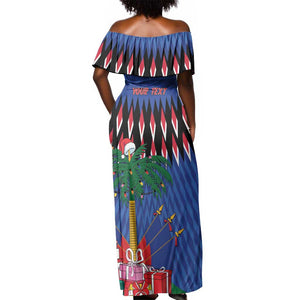 Haiti Afro Christmas Personalized Off Shoulder Maxi Dress Festive Vibes