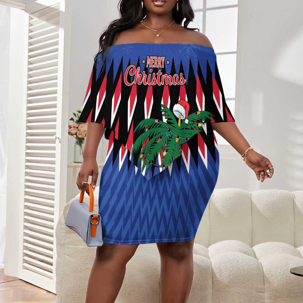 Haiti Afro Christmas Personalized Off Shoulder Short Dress Festive Vibes