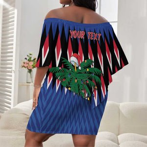 Haiti Afro Christmas Personalized Off Shoulder Short Dress Festive Vibes