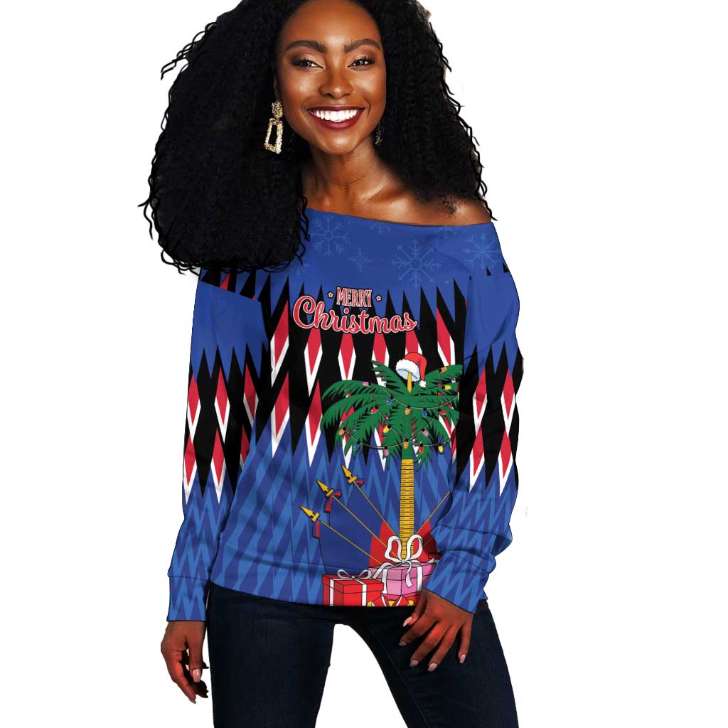 Haiti Afro Christmas Personalized Off Shoulder Sweater Festive Vibes