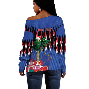 Haiti Afro Christmas Personalized Off Shoulder Sweater Festive Vibes