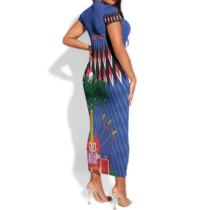 Haiti Afro Christmas Personalized Short Sleeve Bodycon Dress Festive Vibes LT7