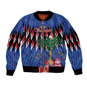 Haiti Afro Christmas Personalized Sleeve Zip Bomber Jacket Festive Vibes