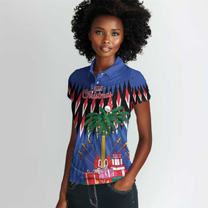 Haiti Afro Christmas Personalized Women Polo Shirt Festive Vibes