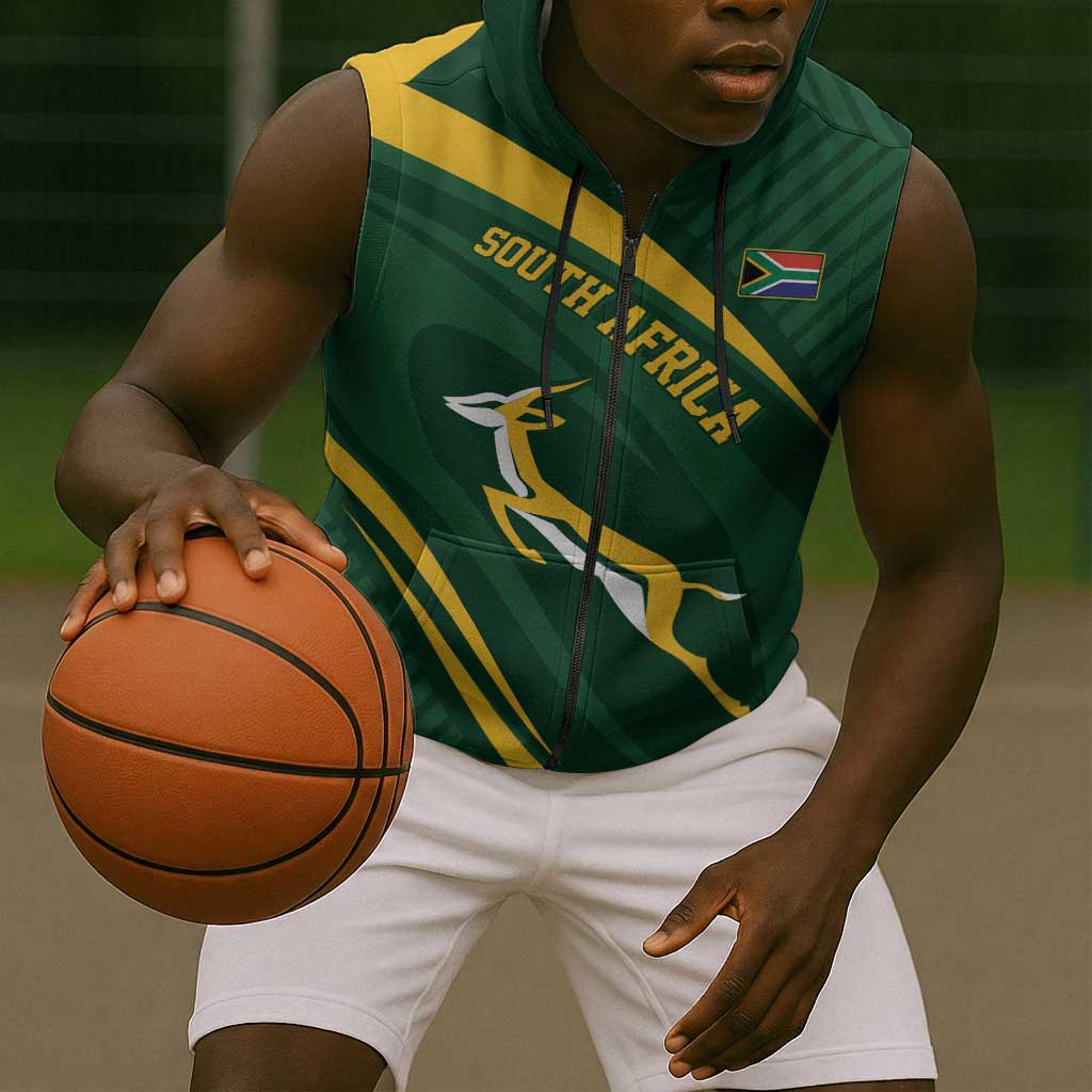 Personalized South Africa Bokke Sleeveless Zip Hoodie Minimalism Style - African Pride