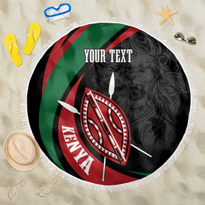 Kenya Personalized Beach Blanket Mashujaa Day Lion Warrior