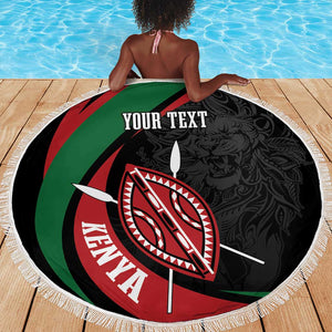 Kenya Personalized Beach Blanket Mashujaa Day Lion Warrior