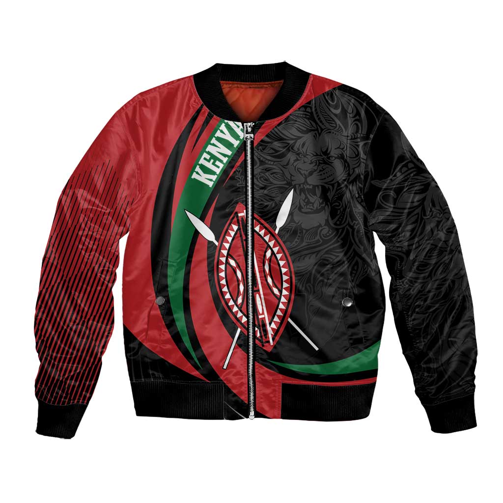 Kenya Personalized Bomber Jacket Mashujaa Day Lion Warrior