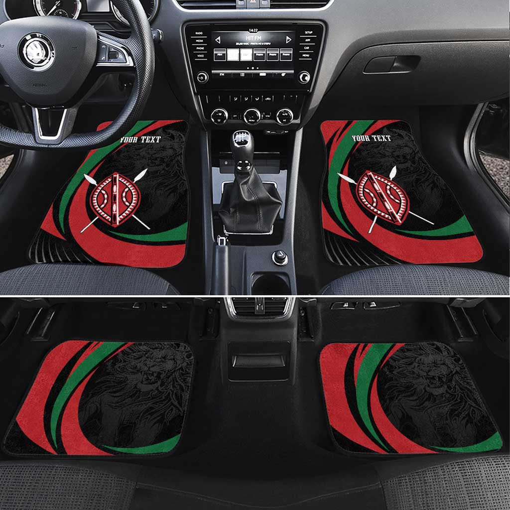 Kenya Personalized Car Mats Mashujaa Day Lion Warrior