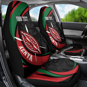 Kenya Personalized Car Seat Cover Mashujaa Day Lion Warrior