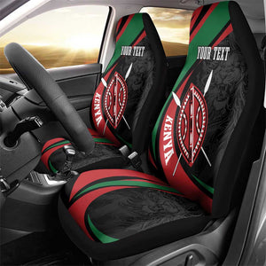 Kenya Personalized Car Seat Cover Mashujaa Day Lion Warrior