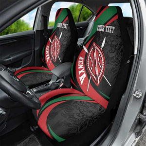 Kenya Personalized Car Seat Cover Mashujaa Day Lion Warrior