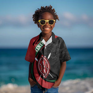 Kenya Personalized Kid Hawaiian Shirt Mashujaa Day Lion Warrior