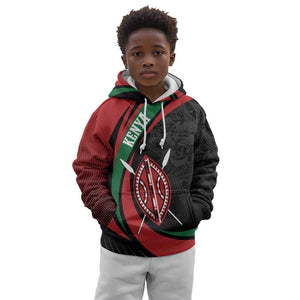 Kenya Personalized Kid Hoodie Mashujaa Day Lion Warrior