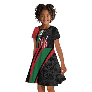 Kenya Personalized Kid Short Sleeve Dress Mashujaa Day Lion Warrior