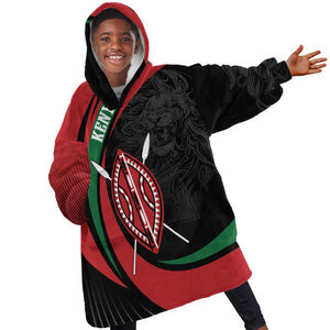 Kenya Personalized KId Wearable Blanket Hoodie Mashujaa Day Lion Warrior