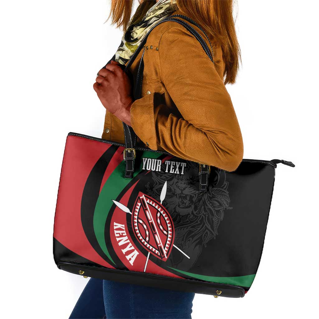 Kenya Personalized Leather Tote Bag Mashujaa Day Lion Warrior