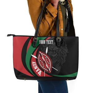 Kenya Personalized Leather Tote Bag Mashujaa Day Lion Warrior