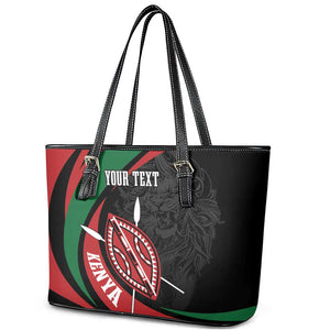 Kenya Personalized Leather Tote Bag Mashujaa Day Lion Warrior