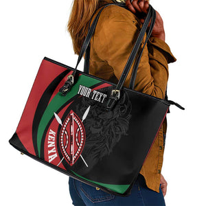 Kenya Personalized Leather Tote Bag Mashujaa Day Lion Warrior