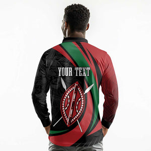 Kenya Personalized Long Sleeve Polo Shirt Mashujaa Day Lion Warrior