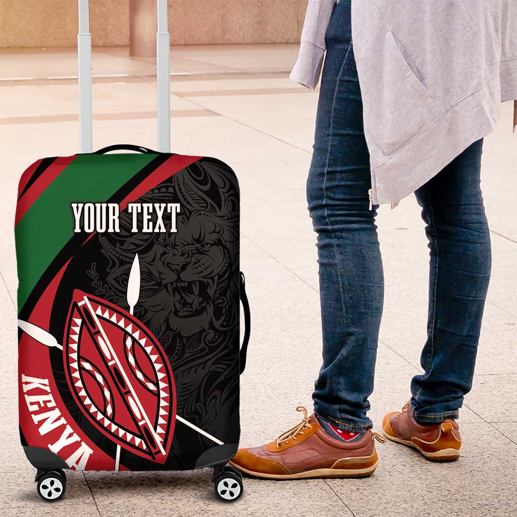 Kenya Personalized Luggage Cover Mashujaa Day Lion Warrior