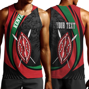 Kenya Personalized Men Tank Top Mashujaa Day Lion Warrior