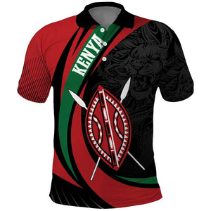 Kenya Personalized Polo Shirt Mashujaa Day Lion Warrior