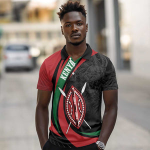 Kenya Personalized Polo Shirt Mashujaa Day Lion Warrior