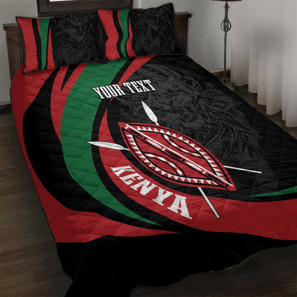 Kenya Personalized Quilt Bed Set Mashujaa Day Lion Warrior