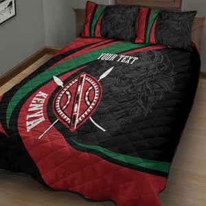 Kenya Personalized Quilt Bed Set Mashujaa Day Lion Warrior