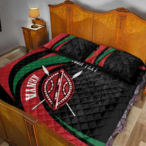 Kenya Personalized Quilt Bed Set Mashujaa Day Lion Warrior