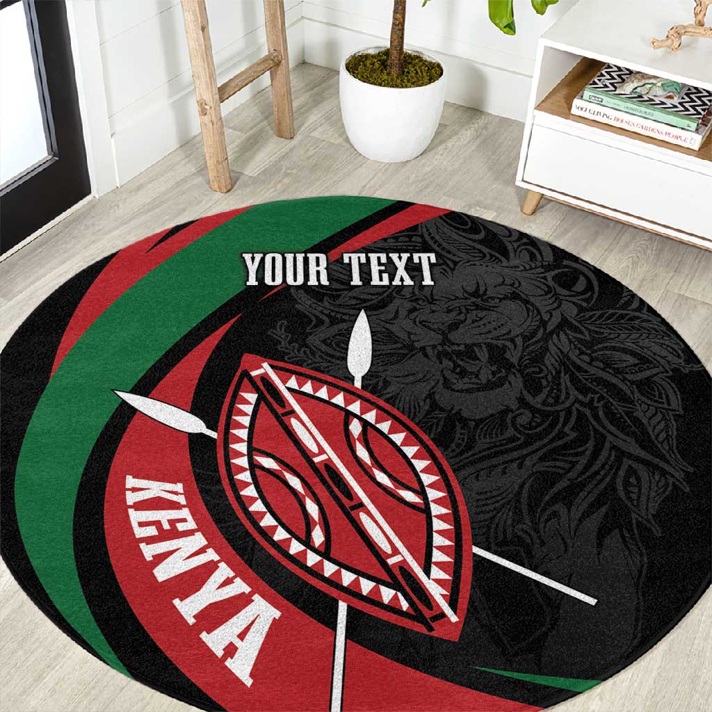 Kenya Personalized Round Carpet Mashujaa Day Lion Warrior