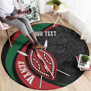 Kenya Personalized Round Carpet Mashujaa Day Lion Warrior