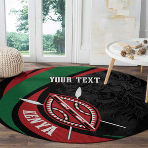 Kenya Personalized Round Carpet Mashujaa Day Lion Warrior