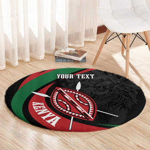 Kenya Personalized Round Carpet Mashujaa Day Lion Warrior