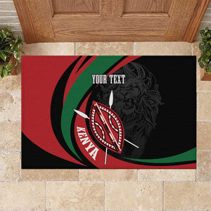 Kenya Personalized Rubber Doormat Mashujaa Day Lion Warrior