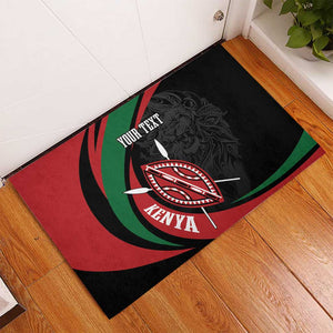 Kenya Personalized Rubber Doormat Mashujaa Day Lion Warrior